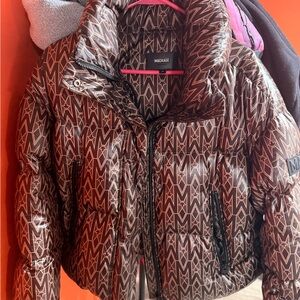 Mackage Geometric Black and Brown Puffer Jacket